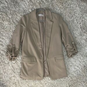 Women’s Beige Blazer with Rolled Sleeves